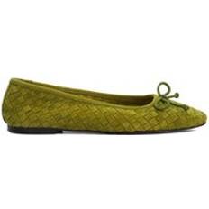 Green Low Shoes Dune London Heat Suede Ballet Pumps - Green