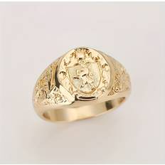 Gold Plated - Men Rings Temu Crown Emblem Ring European American Golden Plated - Men's