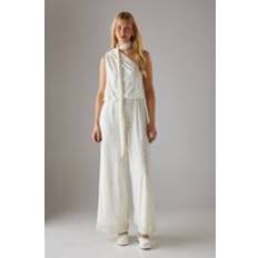 White Jumpsuits & Overalls Warehouse Devore One Shoulder Scarf Neck Jumpsuit - Ivory