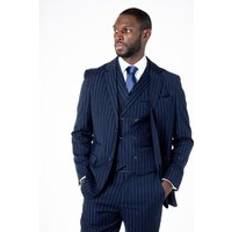 Men - Stripes Blazers Xposed Neil Tailored Fit Pinstripe Blazer - Navy