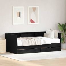 vidaXL Sort Eg Konstrueret Træ Daybed 75 x 190 cm Rammeseng