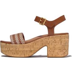 Fitflop Dam Sandaletter Fitflop Platforms Leather Heeled Wedge Sandals - Deep Tan