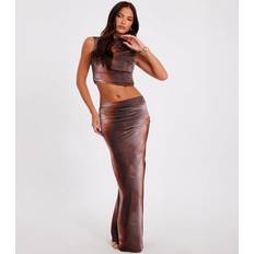 Tie Dye - Women Skirts Quiz Abstract Maxi Tie Dye Skirt New Look - Dark Brown