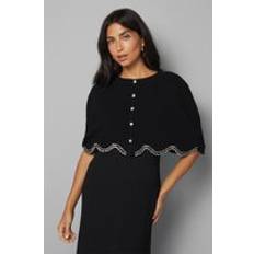 Black Capes & Ponchos Wallis Embellished Knitted Cape - Black
