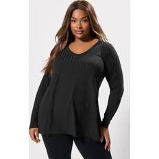 Stretch - Women T-shirts Yours Ribbed Swing T-Shirt Women Curve - Black
