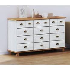 Furniture Berkfield Home Askim White Solid Wood Pine 79x40x133.5 cm Chest of Drawer