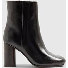 Round Heeled Ankle Boots - Black