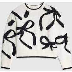 Beige Knitted Sweaters Children's Clothing River Island Girls Cream Fluffy Bow Jumper
