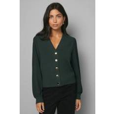 Wallis Chiffon Sleeve Button Front Cardigan - Green