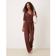 Vila Jumpsuits & Overaller Vila Plisserad Jumpsuit Med Omlottdesign Framtill - Brown