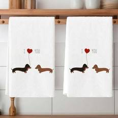 Microfiber Kitchen Towels Shein 2pcs Dachshund Decoration Towels Kitchen Towel