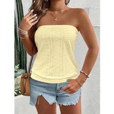 Yellow Tank Tops Shein Plus Size Burn-Out Embroidered Tube Top - Casual