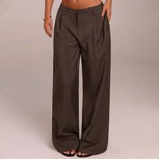 Baggy - Women Trousers Shein Women Western Wear Business Casual Pants - Grey Brown