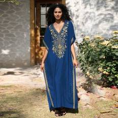 Shein Dubai Abaya Short Sleeve Casual Dresses - Royal Blue