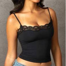 Nylon Tank Tops Shein Women Crop Top Lace Cami Top Sleeveless Tank Vest - Cute Tops