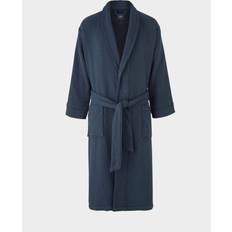 Navy Cotton Waffle Dressing Gown With Terry Cotton Lining