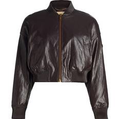 Viskos Jackor Michael Kors MK Cropped Bomber Jacket - Brown