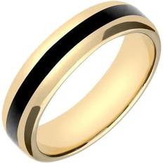 Wedding Rings - Yellow C W Sellors 9ct Yellow Gold Whitby Jet 2mm Stone Inlaid Wedding Band Ring
