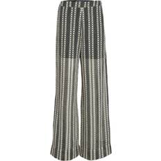 Minus Bukser & Shorts Minus Msnila Pant Kvinde Black Striped Bukser - Lysebeige/Sort