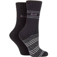 Stripes - Women Socks Elle Wool Mix Brushed Inside Boot Socks - Black