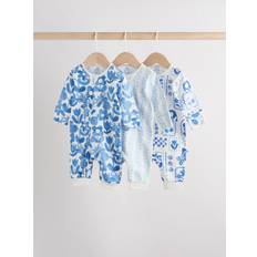Blåa Pyjamasar NEXT Blue 3 Pack Two Way Zip Baby Sleepsuits