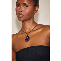 Plum Resin Pendant Necklace - Purple