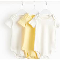 Yellow Bodysuits Children's Clothing Tu Short Sleeve Bodysuits 3 Pack - Yellow White