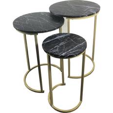 Steel Nesting Tables HYGRAD Set Of 3 Round Marble Look MDF Steel Coffee Tables Nesting Table