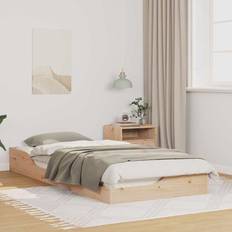 210 cm Rammesenge vidaXL Gulv Seng Ramme Brun 100 x 210 cm Massivt Fyrretræ Rammeseng