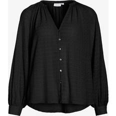 Vila V-Neck L S Shirt - Svart
