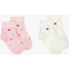 Polka Dots Children's Clothing Tommy Hilfiger Girls Pink Ivory Knitted Ankle Socks With Flag Logo - Ivory/Pink