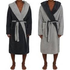 Polyester Morgonrockar & Badrockar Homelevel Sherpa Vändbar Badrock Med Huva - Mörkblå/Ljusgrå