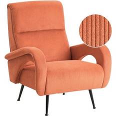 Orange Armchairs Beliani Svalov Corduroy Orange Armchair