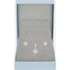 Pearl Jewellery Sets Simply Silver Sterling 925 Mother Of Pearl Clover Set