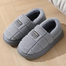 Unisex Slippers Temu Preppy Casual Solid Color Fluffy Lined Indoor Slippers - Color