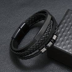 Temu Hand-woven Beaded Alloy Magnetic Pu Bracelet