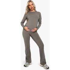 Grey Maternity & Nursing Wear boohoo Womens Maternity Sculpt Bump Support Yoga Flares