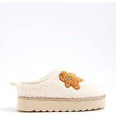 Girls Cream Gingerbread Man Slippers