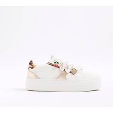 Girls Leopard Charm Trainers - White