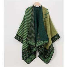 Green Capes & Ponchos Temu Oversized Print Blanket Shawl Classic Geometric Pattern Warm Cape