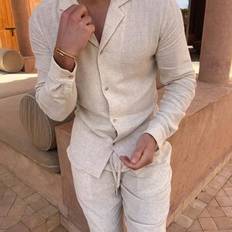Men - White Suits Temu Men's Casual Fashion Long Sleeve Suit Lapel Pants Set Two-piece - Men's