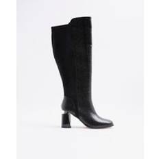 River Island Womens Black Metal Heel Knee High Boot - Black