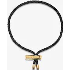 Men's Black String Bracelet With Adjustable Gold Lock - Gold