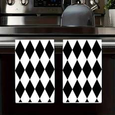 Checkered Kitchen Towels Shein Chic Black White Checkered Geometric Kitchen Towel