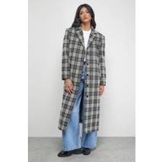 Checkered - Women Outerwear Warehouse Oversized Maxi Coat - Black