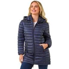 Natural - Women Coats Roman Petite Finish Quilted Padded Coat - Navy