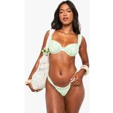 Florals Bikini Bottoms boohoo Floral Ruched Bikini Brief - Green