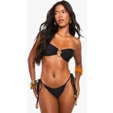 Solid Colours Bikini Tops boohoo Resin Trim Bandeau Bikini Top - Black
