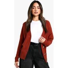 Orange - Women Cardigans boohoo Premium Rib Oversized Slouchy Knitted Cardigan - Orange