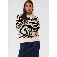 Multifärgade Tröjor Kaffe Tröja Kasandra Pullover - Kräm/Svart